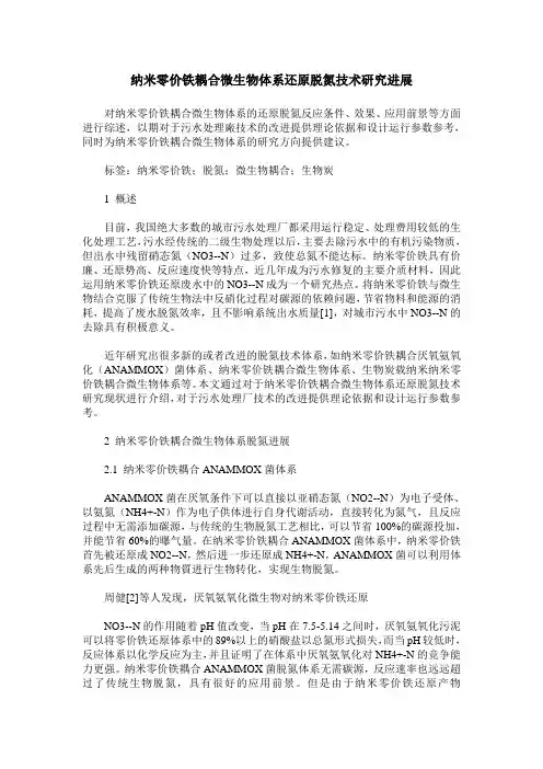 纳米零价铁耦合微生物体系还原脱氮技术研究进展