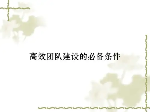 高效团队建设的必备条件