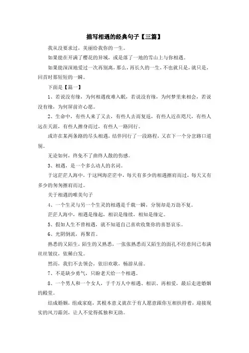 最新-描写相遇的经典句子【三篇】 精品
