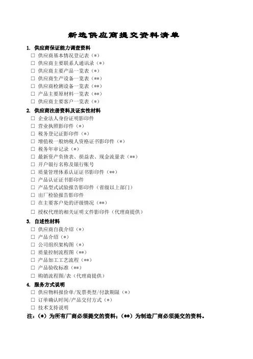 供应商调查表