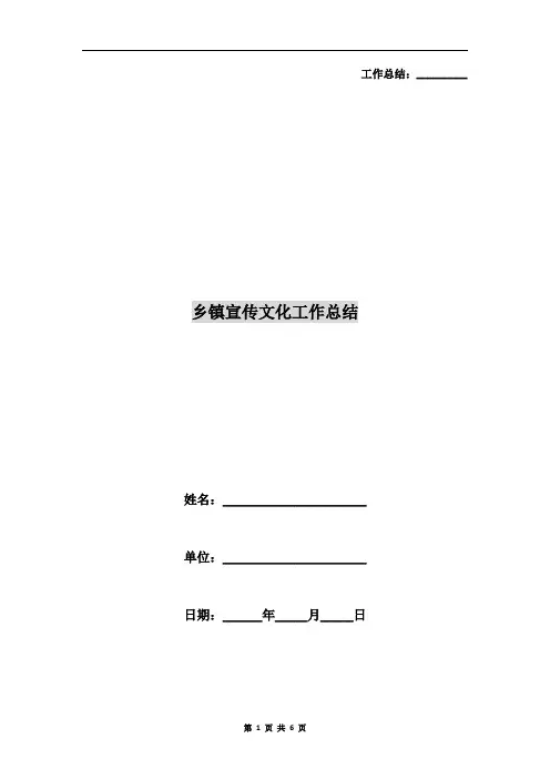 乡镇宣传文化工作总结