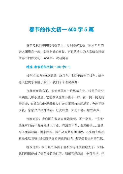 春节的作文初一600字5篇