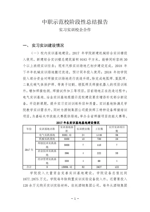 中职示范校阶段性总结报告