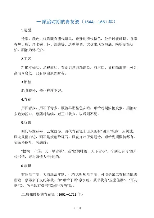 康熙,雍正,乾隆青花瓷器特点