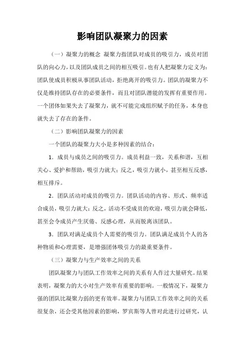 影响团队凝聚力的因素
