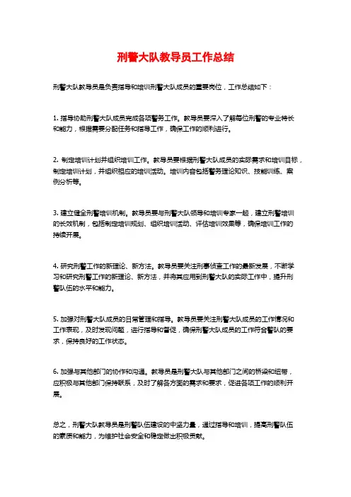 刑警大队教导员工作总结