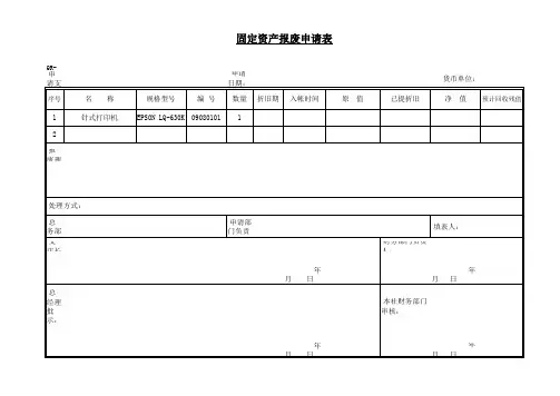 固定资产报废申请表模板