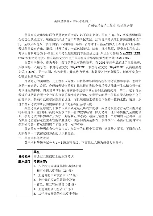 英国皇家音乐学院考级简介