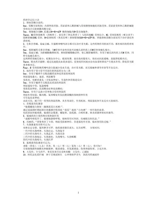 药理学记忆口诀