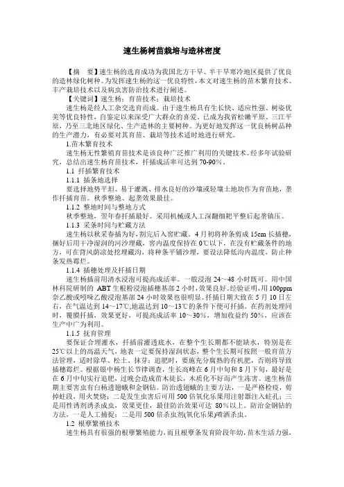速生杨树苗栽培与造林密度