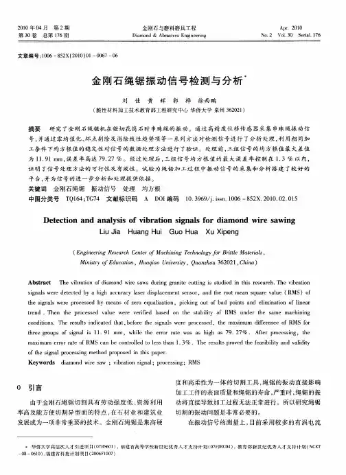 金刚石绳锯振动信号检测与分析