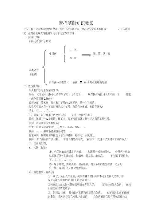 (完整版)素描基础知识教案