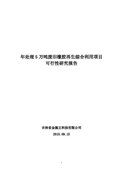 年处理5万吨废旧橡胶再生综合利用项目可行性研究报告