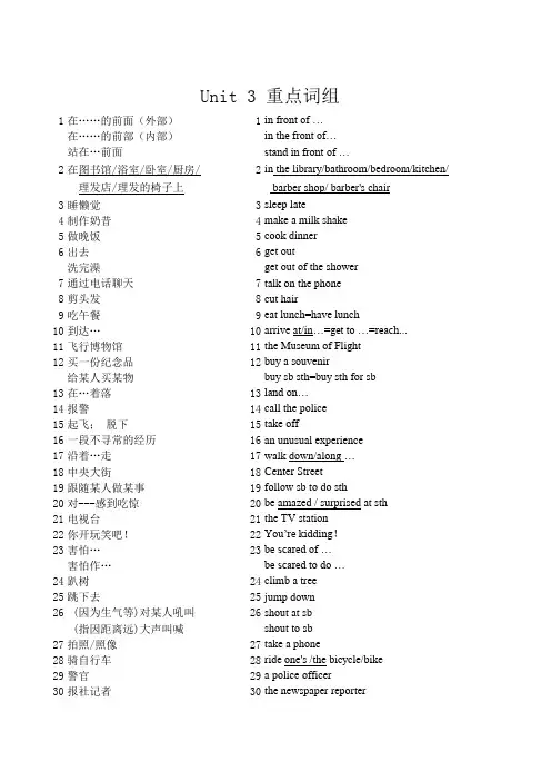 人教新目标英语八年级下册unit 3重点短语
