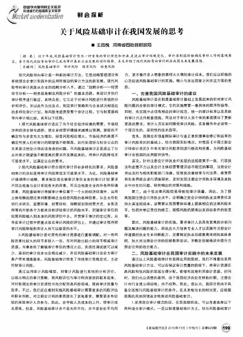 关于风险基础审计在我国发展的思考