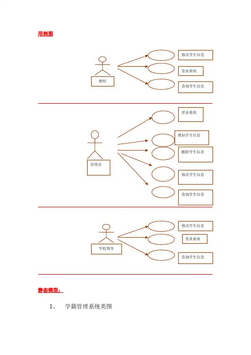 学生管理系统用例图+动态模型+静态模型