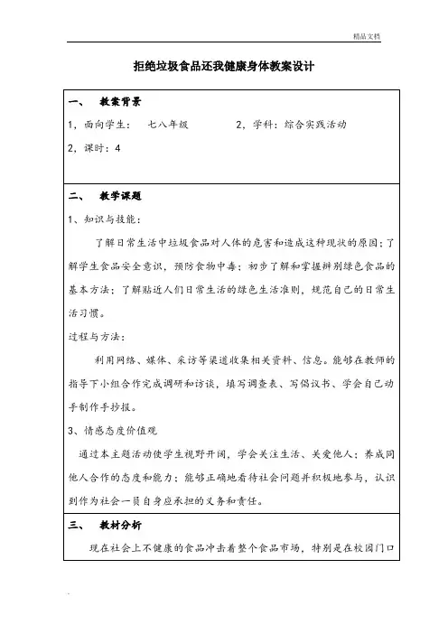 拒绝垃圾食品_倡导绿色生活