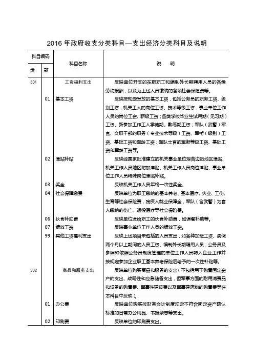支出经济分类目2016年