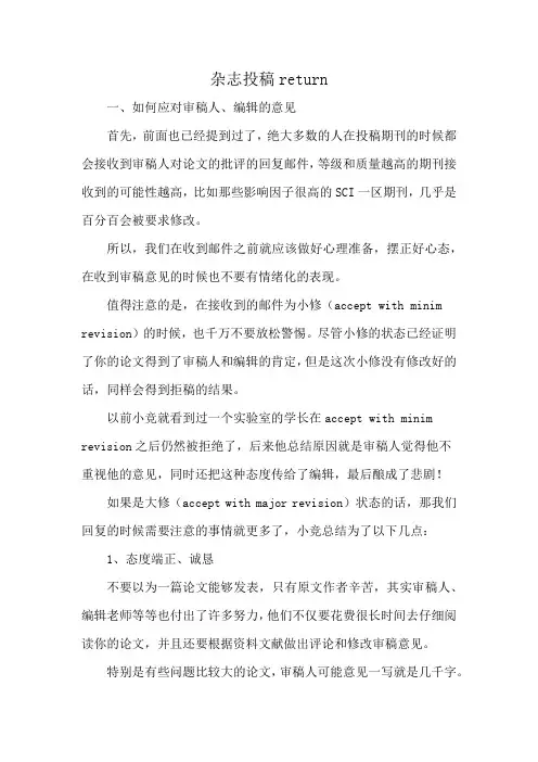 杂志投稿return