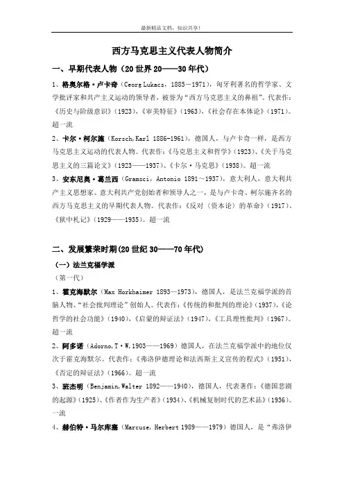 西方马克思主义代表人物【可编辑】