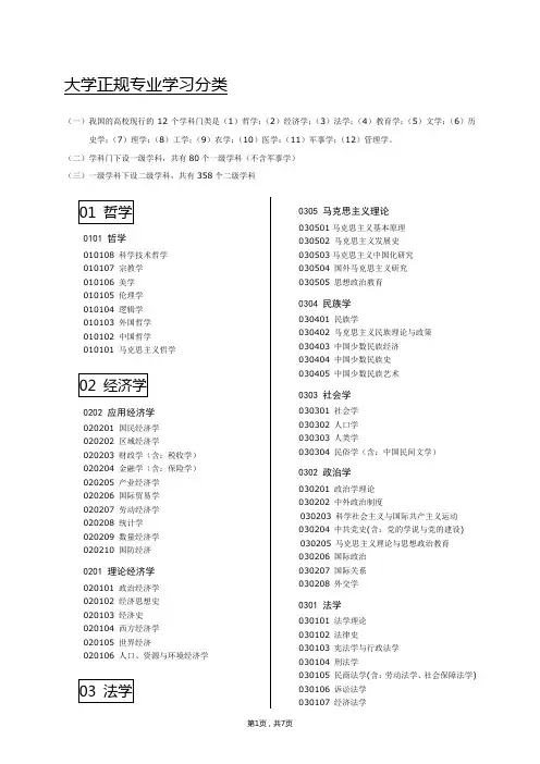 A：中国大学专业分类(官方版)