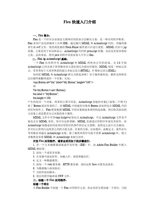 FLEX快速入门介绍