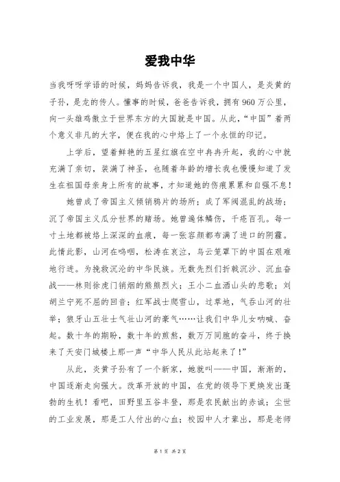 爱我中华_一年级作文