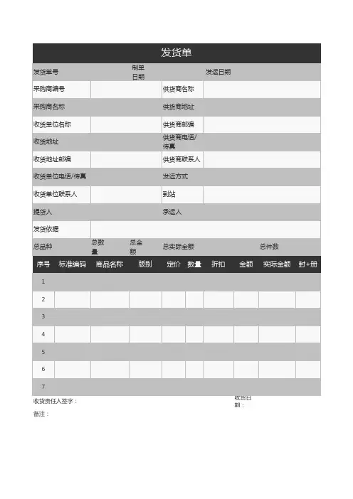 发货单Excel模板