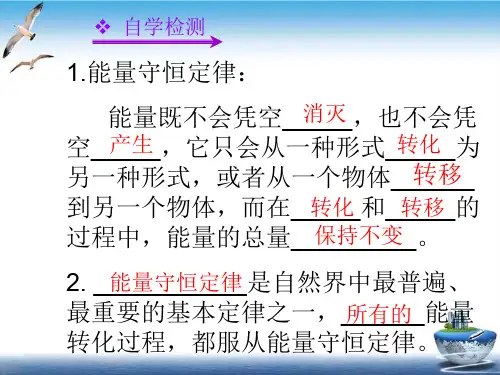 浙教版九年级科学上册3.8能量的转化与守恒课件