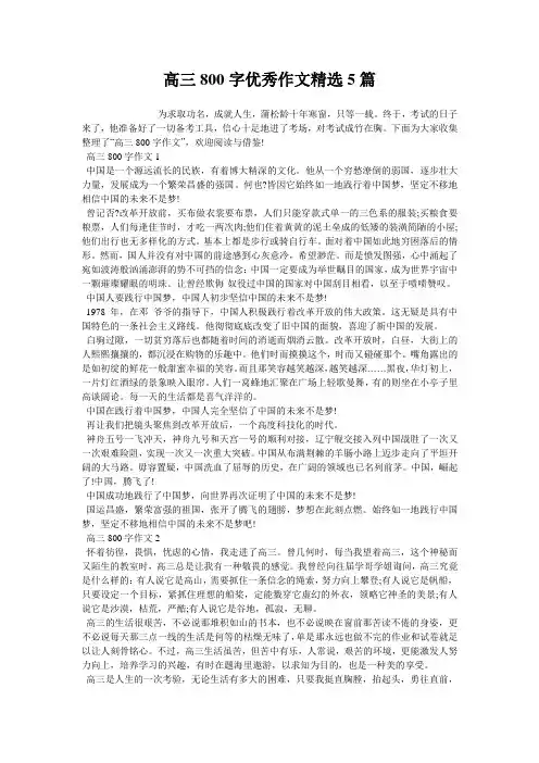 高三800字优秀作文精选5篇
