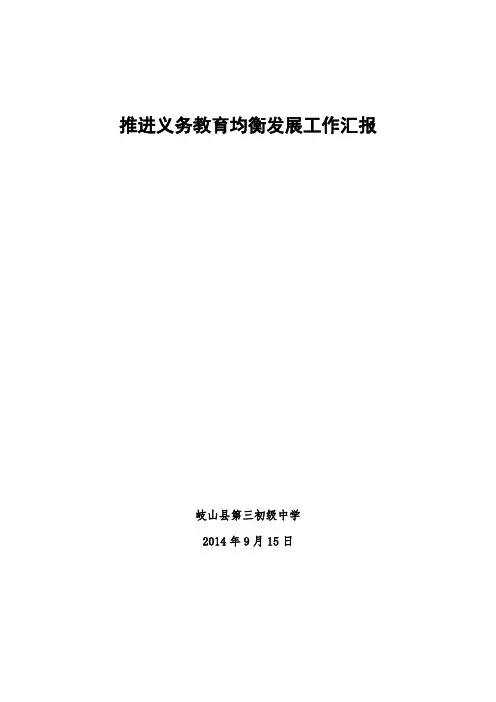 推进义务教育均衡发展工作总结