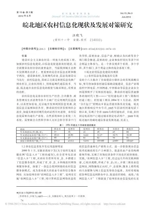 皖北地区农村信息化现状及发展对策研究
