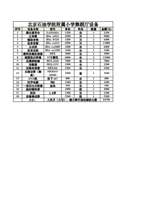 舞蹈厅音响设备清单
