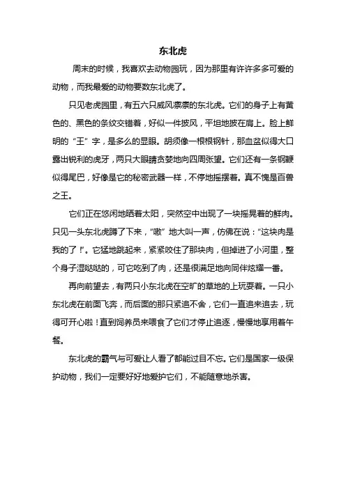 三年级作文：描写东北虎的作文450字