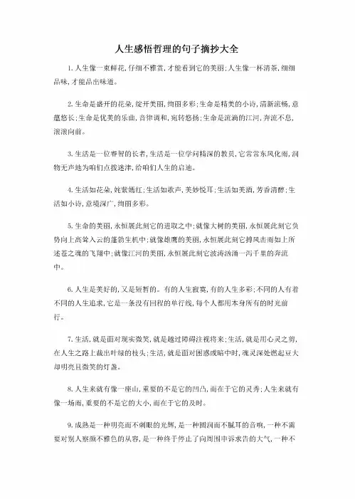 人生感悟哲理的句子摘抄大全