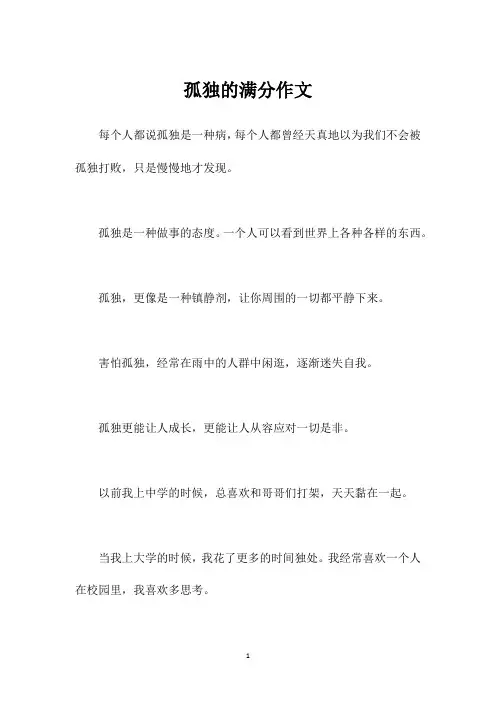 孤独的满分作文