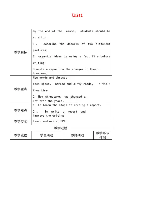 八年级英语下册Unit1Pastandpresenttask教案牛津版
