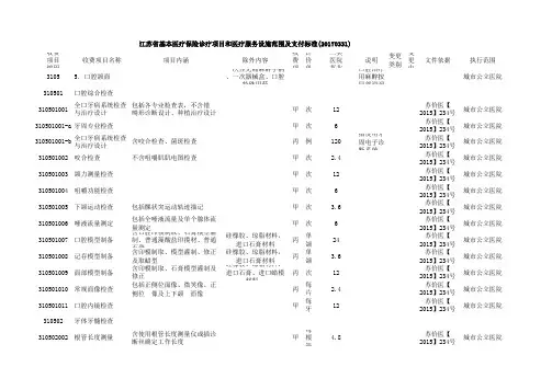 口腔收费项目·
