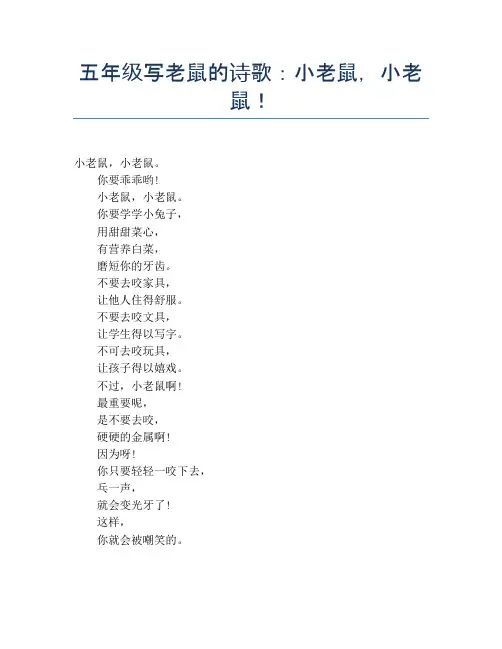 五年级写老鼠的诗歌：小老鼠,小老鼠!