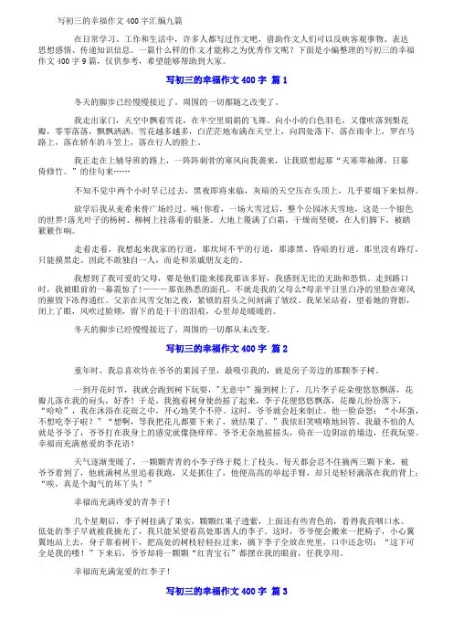 写初三的幸福作文400字汇编九篇