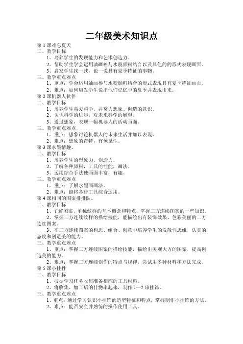 二年级美术知识点