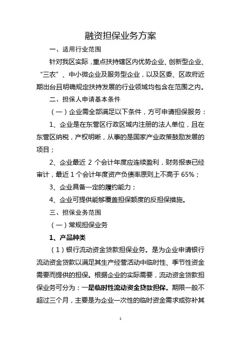 融资担保业务方案