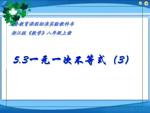 浙教版八上 5.3 一元一次不等式(3) 课件