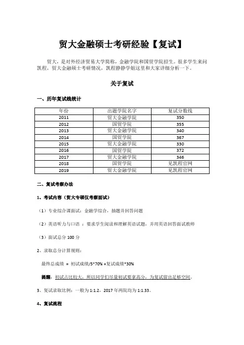 贸大金融硕士考研经验【复试】