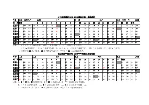 长江师范学院2012-2013学年校历