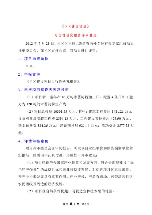 ××项目 评审意见、专家组名单
