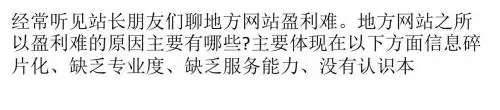 地方网站的盈利