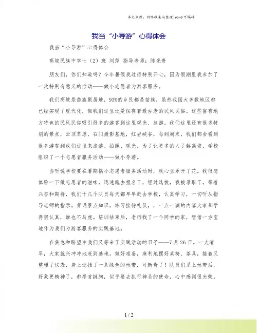 我当“小导游”心得体会