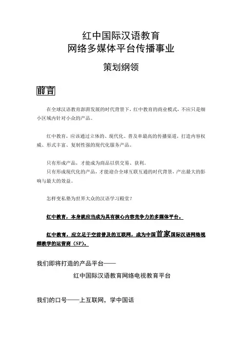 网络多媒体平台传播事业策划纲领