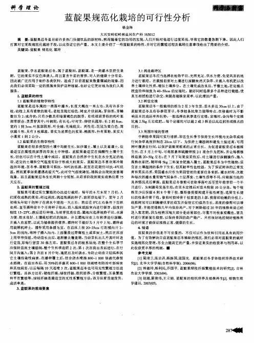 蓝靛果规范化栽培的可行性分析